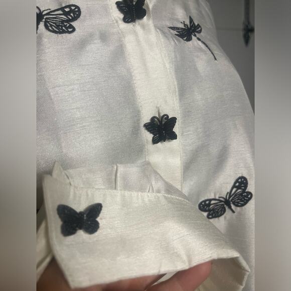 Y2K Boho Glam Embroidered Butterfly Fairy Feminine Artsy Top Womens Size 14 - Picture 6 of 7